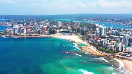 Wall Mural - Aerial view of Cronulla Beach in Sydney’s south, Australia on a sunny day 