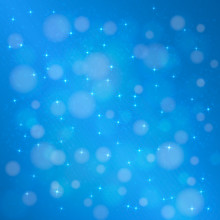 Christmas Light Blue Bokeh Effect Abstract Background. Blurred Backdrop With Glowing Defocused Lights. Easy To Edit Template For Your Holidays Designs.