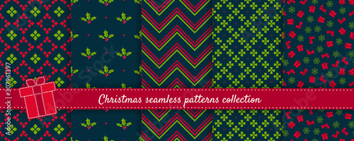 Cuadros en Lienzo Christmas seamless patterns collection