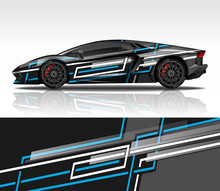 Car Wrap Decal Design Vector, For Lamborghini Aventador, Advertising Or Custom Livery WRC Style, Race Rally Car Vehicle Sticker And Tinting Custom.