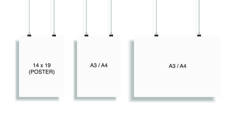 empty vector hanging poster mockup on isolated white background. display mockup for presentation or 