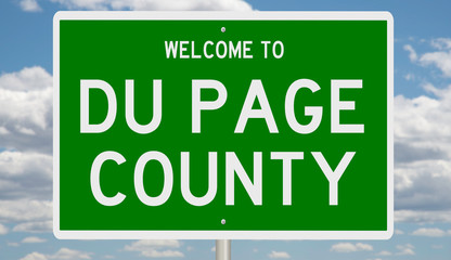 Wall Mural - Rendering of a 3d green highway sign for Du Page County