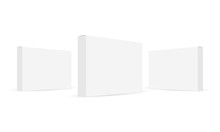 Three Rectangular Carton Boxes Mockups Isolated On White Background. Vector Illustration