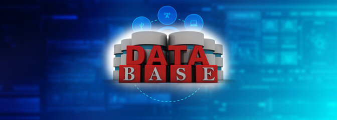 Poster - 3d rendering Database storage data base