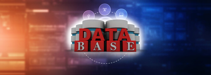Poster - 3d rendering Database storage data base