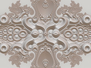 Fractal pattern in the style of stucco bas-relief on a gray stone wall