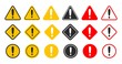 Caution alarm set. Danger sign collection. Attention vector icon. Yellow and red fatal error message element.