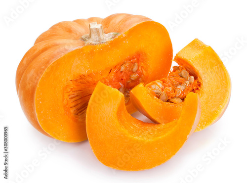 Cuadros en Lienzo Fresh pumpkin on white background