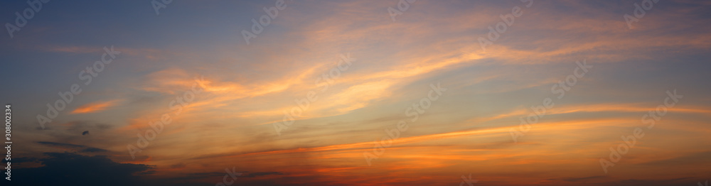 Panoramic view of dramatic twilight sky background - obrazy, fototapety, plakaty 