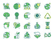 Ecology icon set. Included icons as eco product, clean energy, renewable power, recycle, reusable, go green and more.
