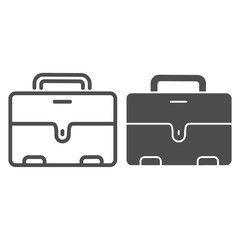 Poster - Mans briefcase line and glyph icon. Male suitcase vector illustration isolated on white. Office bag outline style design, designed for web and app. Eps 10.