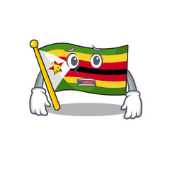 Poster - Flag zimbabwe Cartoon character showing afraid look face