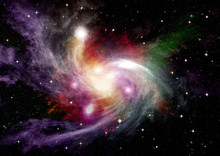Galaxy In A Free Space. 3D Rendering