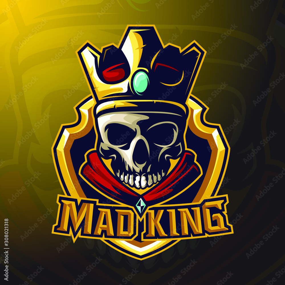 stock vector skull wearing crown logo emblem object illustration Stock ...