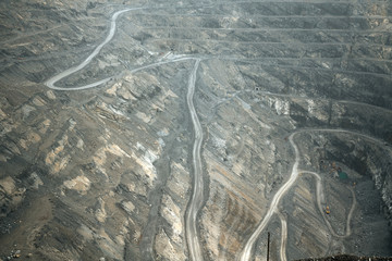 Mining in an open giant quarry