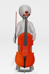 Canvas Print - 3D Render of Cartoon Character with Bass with Bow