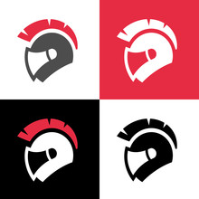 Spartan Warrior Motorcycle Helmet, Vector Logo Design Template Elements