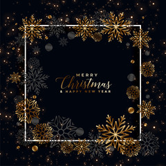 lovely black and golden snowflakes christmas festival greeting