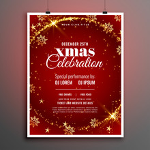 Red Sparkle Merry Christmas Flyer Poster Template Design