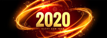 Abstract 2020 New Year Banner With Light Trails