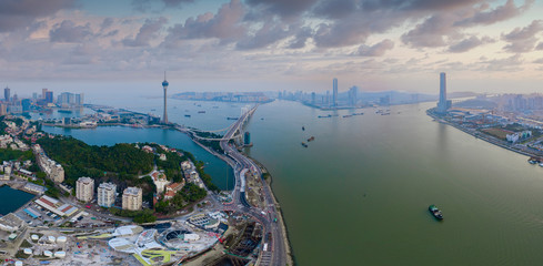 Wall Mural - Panoramic aerial view of the Great Bay Area of Macao, Zhuhai, China