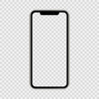 realistic smartphone The shape of a modern mobile phone Designed 2019 to have a thin edge. mockup empty screen, isolated on transparent background. vector illustration.