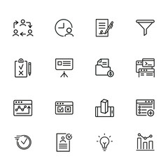Poster - Internet marketing icons. Set of line icons. Work cycle, signing contract, sales funnel. Business development concept. Vector illustration can be used for topics like business, marketing, trade
