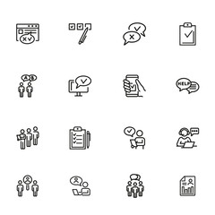 Poster - Survey line icon set. Whipping votes, checkmark, questionnaire. Customer assessment concept. Can be used for topics like analysis, research, feedback