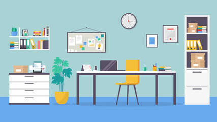 Business workspace in room interior