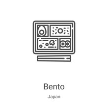 Bento Icon Vector From Japan Collection. Thin Line Bento Outline Icon Vector Illustration. Linear Symbol For Use On Web And Mobile Apps, Logo, Print Media