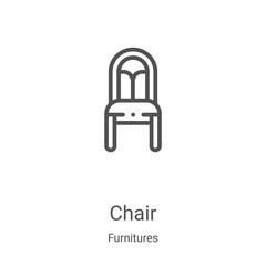 Wall Mural - chair icon vector from furnitures collection. Thin line chair outline icon vector illustration. Linear symbol for use on web and mobile apps, logo, print media