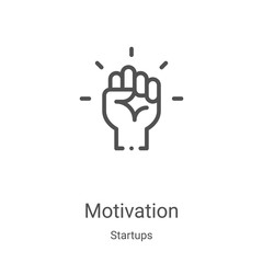 motivation icon vector from startups collection. Thin line motivation outline icon vector illustration. Linear symbol for use on web and mobile apps, logo, print media