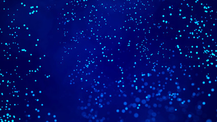 Fototapete - Dust particles. Abstract blue background of particles. Cosmic galaxy illustration. 3d rendering.
