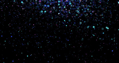 Wall Mural - Flying dust particles on a black background