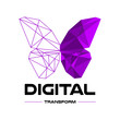 Digital transformation. Logo design. Polygonal color butterfly. vector