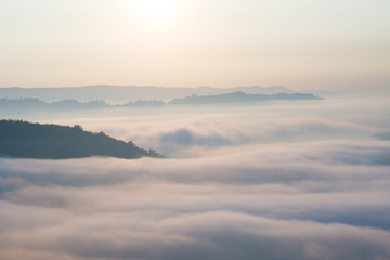 beautiful  sunrise at Phu Huai I San viewpoint