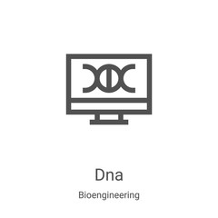 Wall Mural - dna icon vector from bioengineering collection. thin line dna outline icon vector illustration. line