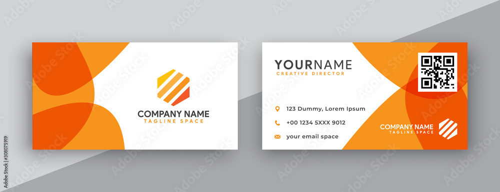 modern business card design . double sided business card design template . flat orange business card inspiration - obrazy, fototapety, plakaty 