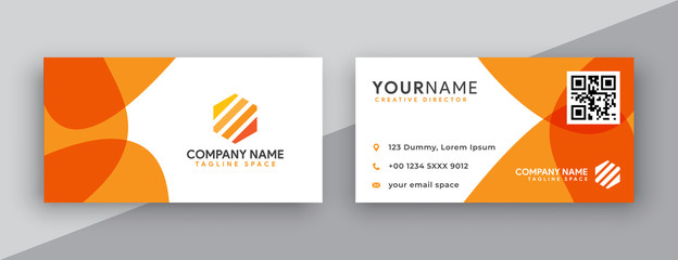Wall Mural - modern business card design . double sided business card design template . flat orange business card inspiration
