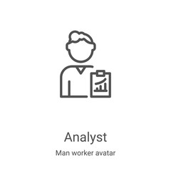 analyst icon vector from man worker avatar collection. Thin line analyst outline icon vector illustration. Linear symbol for use on web and mobile apps, logo, print media