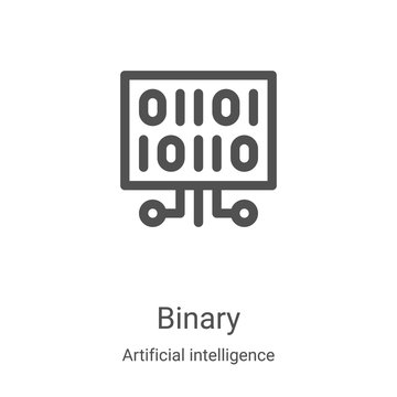 binary icon vector from artificial intelligence collection. Thin line binary outline icon vector illustration. Linear symbol for use on web and mobile apps, logo, print media