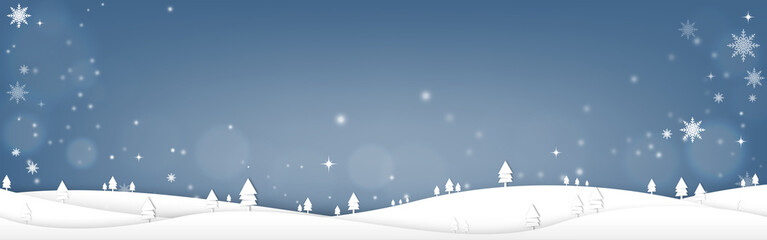 Wall Mural - Merry Christmas with pine tree and snow falling in the winter