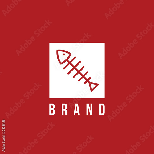 Simple Line Art Outline Fish Bone Fish Skeleton On Square Logo Design Vector Universal Brand Template Illustration Buy This Stock Vector And Explore Similar Vectors At Adobe Stock Adobe Stock
