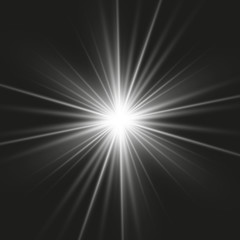 Aufkleber -  White beautiful light explodes in a transparent explosion. Vector, bright illustration for the perfect effect with sparkles. Bright Star. Transparent glitter shine gradient, bright flash.