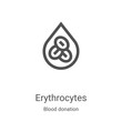 erythrocytes icon vector from blood donation collection. Thin line erythrocytes outline icon vector illustration. Linear symbol for use on web and mobile apps, logo, print media