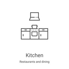 Wall Mural - kitchen icon vector from restaurants and dining collection. Thin line kitchen outline icon vector illustration. Linear symbol for use on web and mobile apps, logo, print media