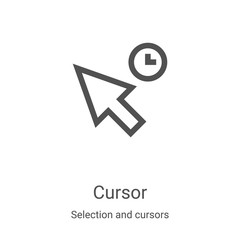 cursor icon vector from selection and cursors collection. Thin line cursor outline icon vector illustration. Linear symbol for use on web and mobile apps, logo, print media