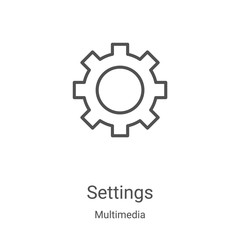 settings icon vector from multimedia collection. Thin line settings outline icon vector illustration. Linear symbol for use on web and mobile apps, logo, print media