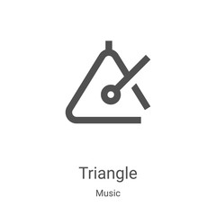 triangle icon vector from music collection. Thin line triangle outline icon vector illustration. Linear symbol for use on web and mobile apps, logo, print media