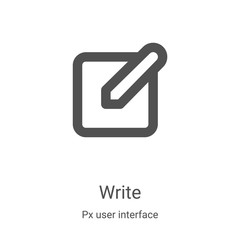 write icon vector from px user interface collection. Thin line write outline icon vector illustration. Linear symbol for use on web and mobile apps, logo, print media